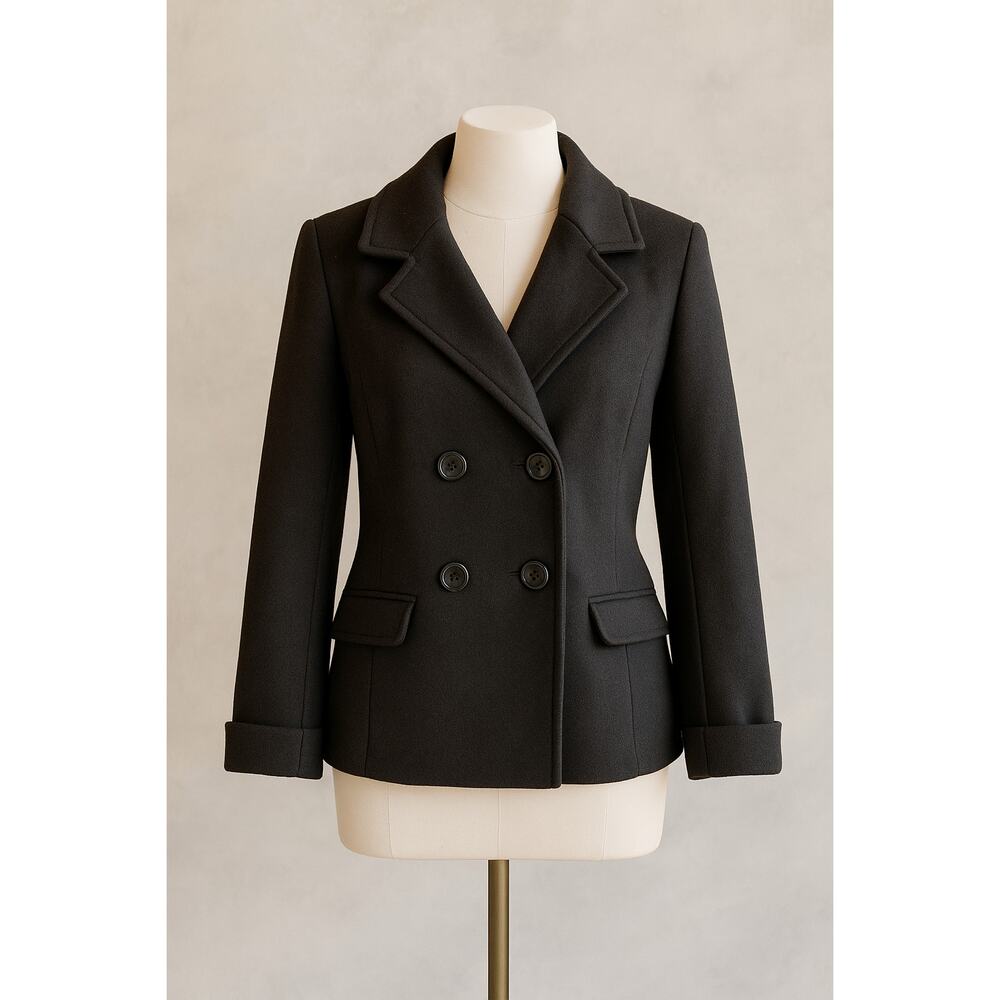 Robert Louis Women's Jacket Medium Black Double-Breasted Lined Wool Blend